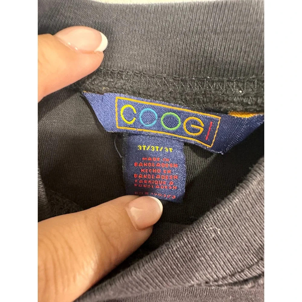 Coogi Long Sleeve T-Shirt 3T Black Gold Script Logo Graphic Kids Toddler